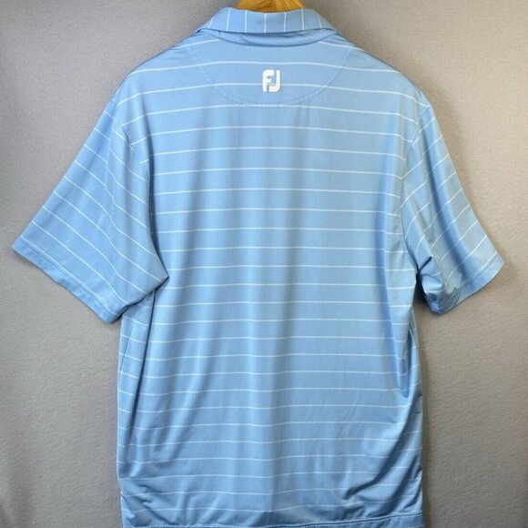 Footjoy Polo Shirt Mens Size L Blue Striped Golf Athletic Fit Foot Joy Stretch - Picture 7 of 11